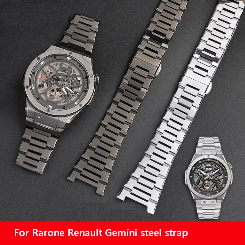 

Notched stainless steel watchband for Rarone Renault Gemini steel strap 8840129 8840149 metal watch strap accessories bracelet