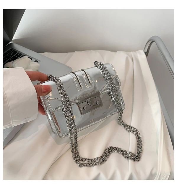 Luxury Mini Patent Leather Bag Women Lock Wallet Flap Stone