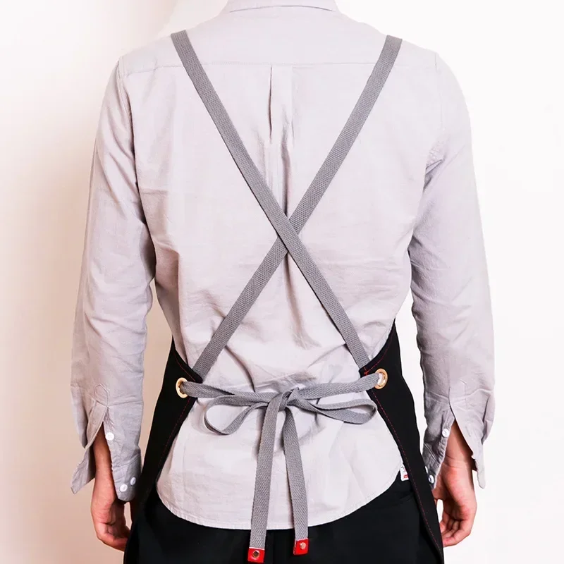 

for New Uniform Kitchen Chef Apron Work Fashion Canvas Studios Aprons Beauty Cafes Nails Grill Shop Men Bar Restaurant