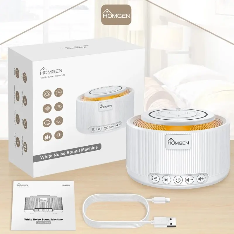 White Noise Machine With 30 Soothing Sounds 30 Level Volume Memory Function Powered by Battery Sleep Sound Machine For Baby Kids For White Noise Machine