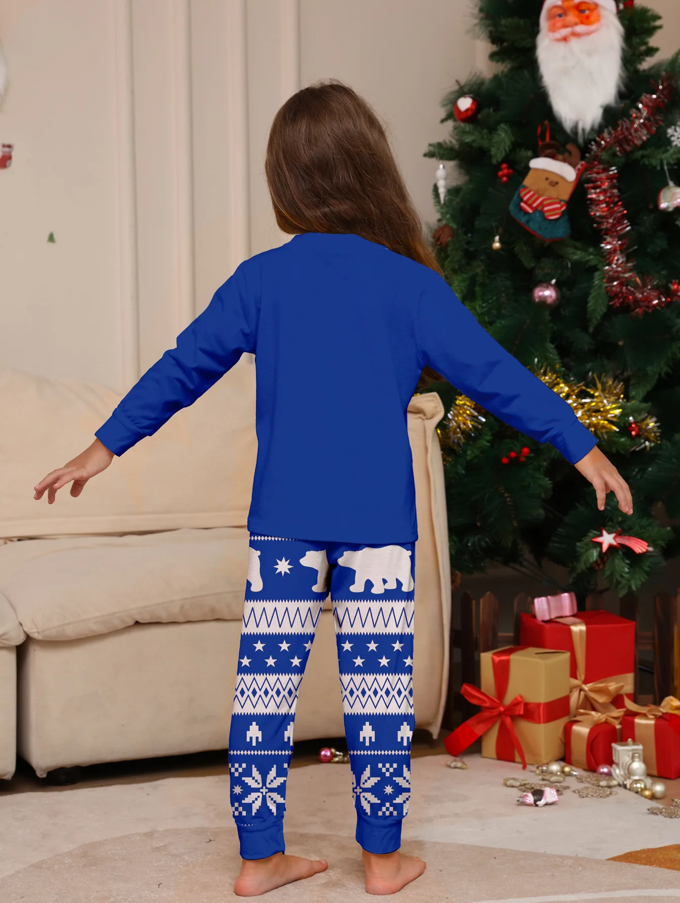 Christmas Matching Pajamas Set Mom Dad Kids Set Xmas Pjs Long Sleeve Top+Pants 2 Pieces Suit Baby Romper Warm Pjs Homewear Look 6