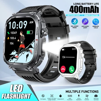 LaNikar New Smart Watch Men 3ATM Waterproof 2.02"S320B With Compass And LED Flashlight Sports And Fitness Tracking Heart Rate