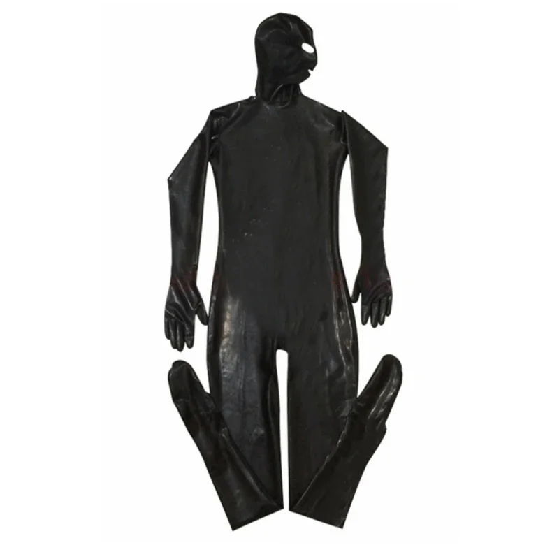 XXL Erotic Leotard Gay Men Sexy Fetish Latex Nightclub Catsuit PVC Costumes Prisoner Cosplay Body Suit Black Leather jumpsuit
