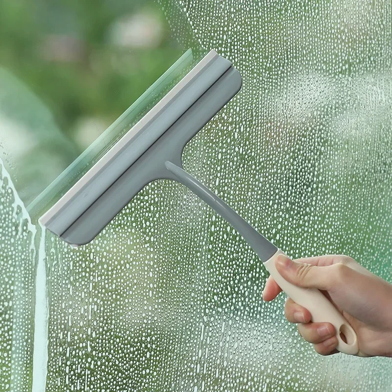 Window Glass Wiper with Silicone Blade Mirror Cleaner Holder Hook Car Glass Shower Squeegee Household Cleaning Bathroom Scraper