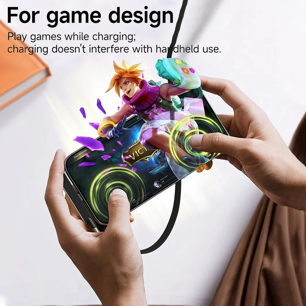 elough PD240W 타입 C to 타입 C 케이블 (탈부착 가능한 폰 마운트 포함) C to C 어댑터 고속 충전 실리콘 게이밍 데이터 케이블