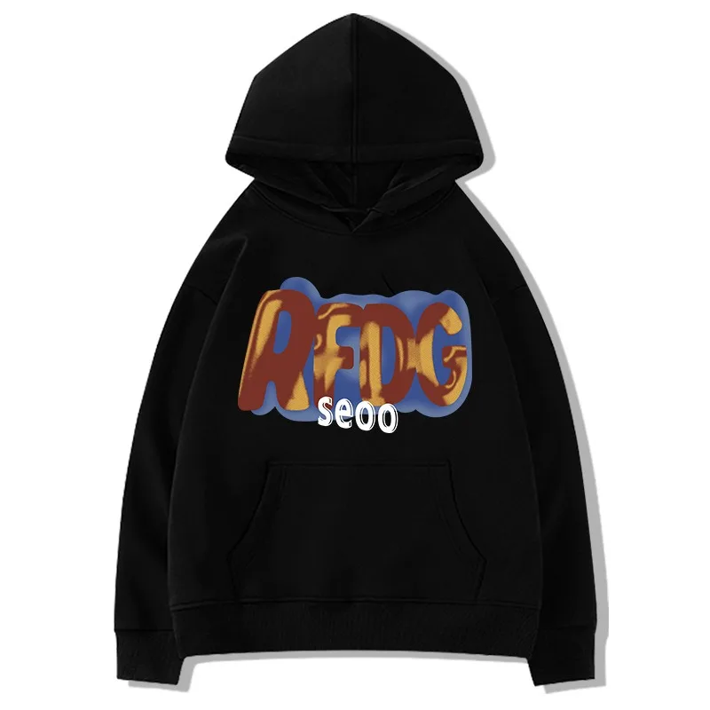 Black Thicken Hoodies Women Letter Printed Aesthetic Fleece Hooded Sweatshirts Autumn Winter Oversized Harajuku Y2k Tops