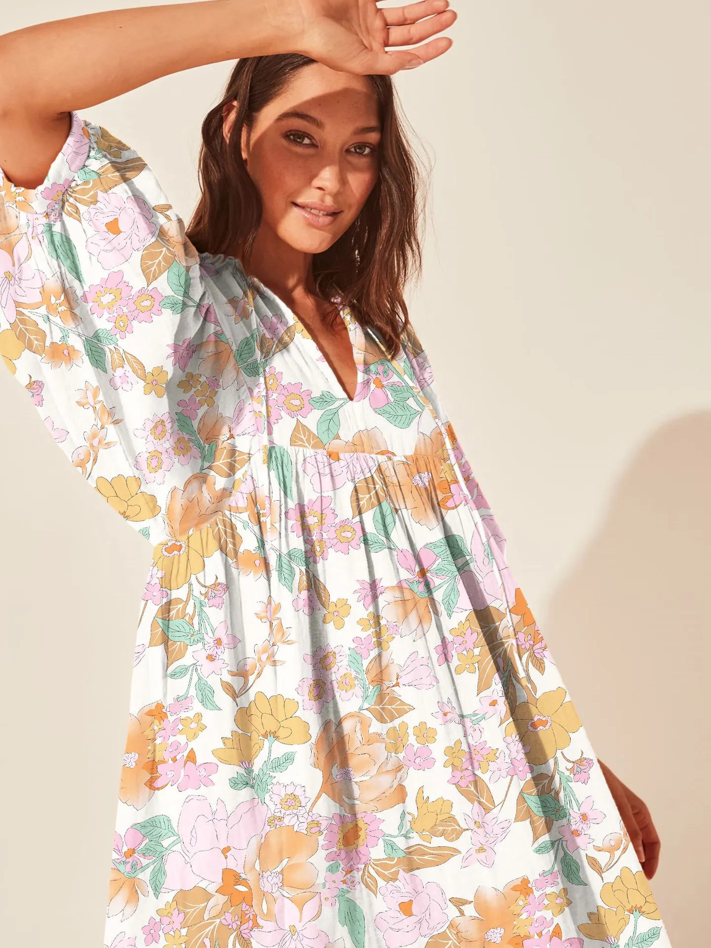 Floerns - Vestido Largo Con Mangas Abullonadas Para Mujer