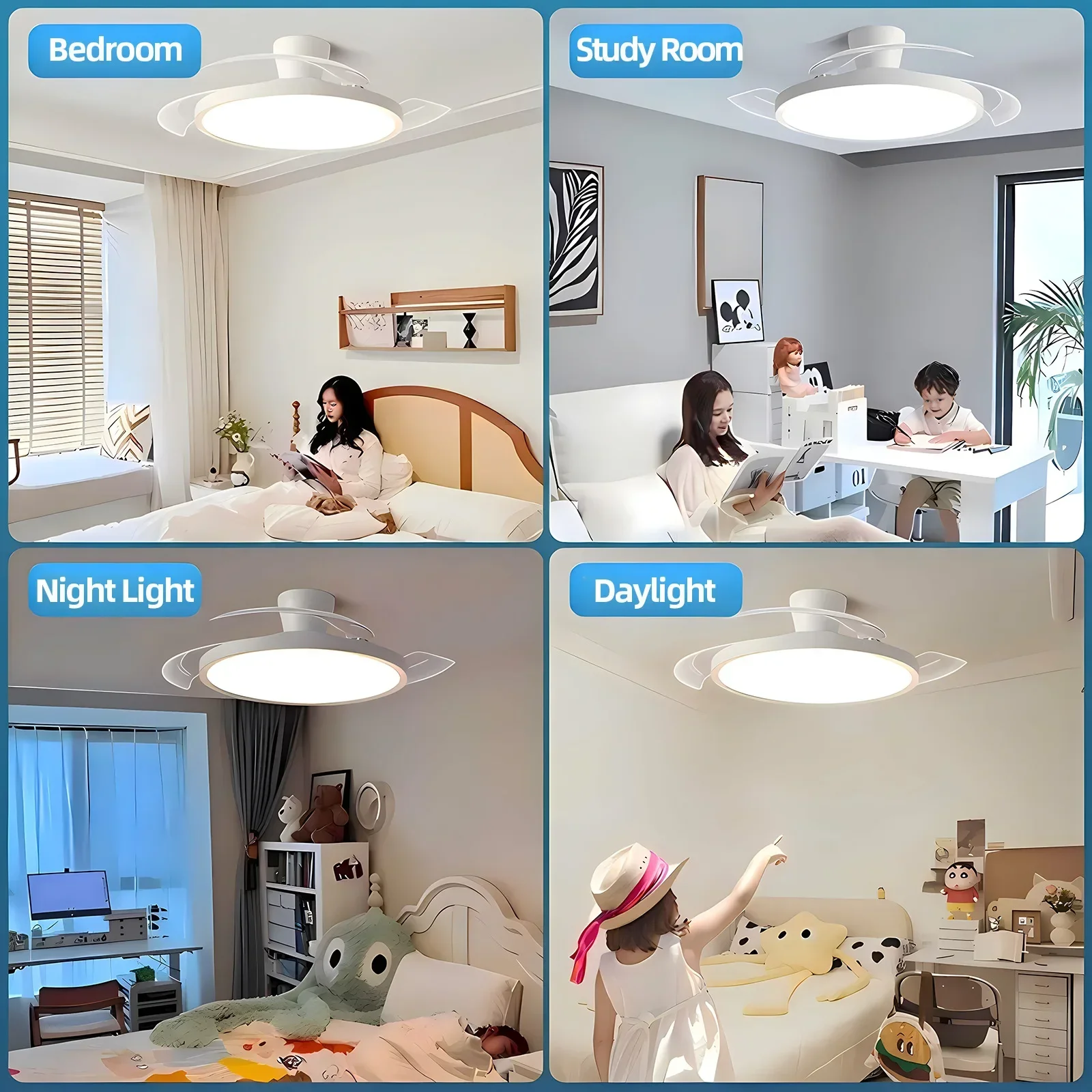 Home LED Ceiling Fan Light 42/48inch Dimmable For Living Room Dining Room Study Kitchen Indoor Lighting Fixtures
