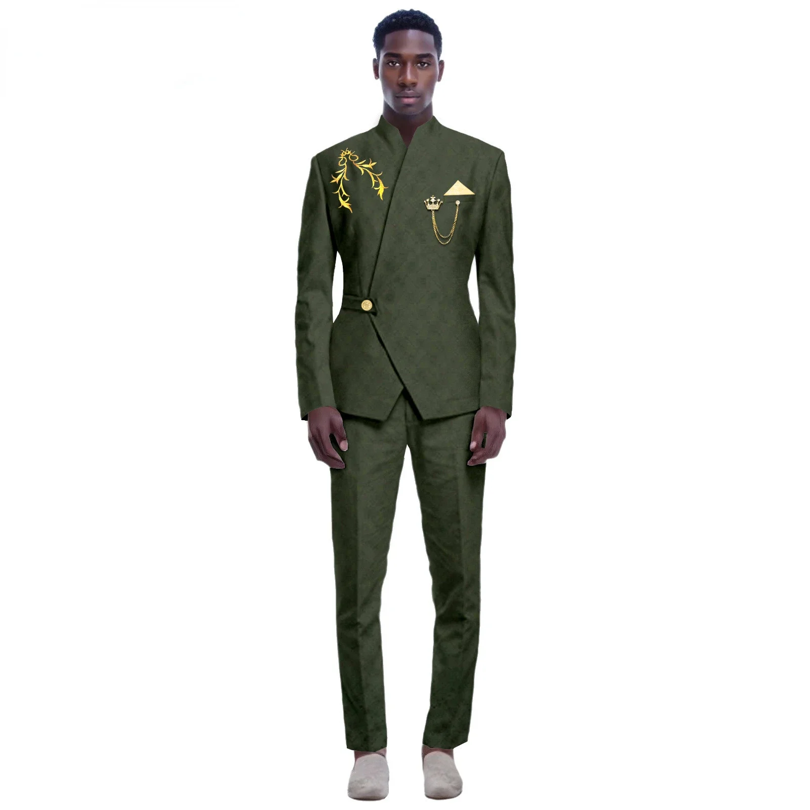 thumbnail image 1 of Nuevos trajes amarillos para hombre, último diseño, solapa, un botón, informal, ajustado, traje para hombre, negocios, boda, novio, elegante, 2 piezas, chaqueta, pantalones, 1 of 5