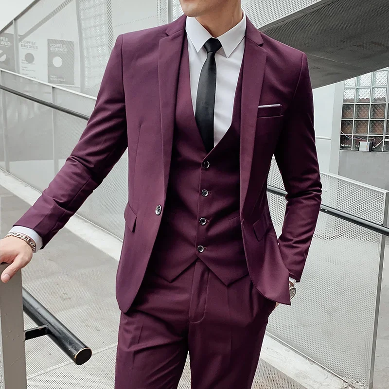 

All-in-one Casual Suit Men's Three-piece Spring summer Slim-fit Formal Dress [Business Career] Suit Groom Best Man Wedding Dress