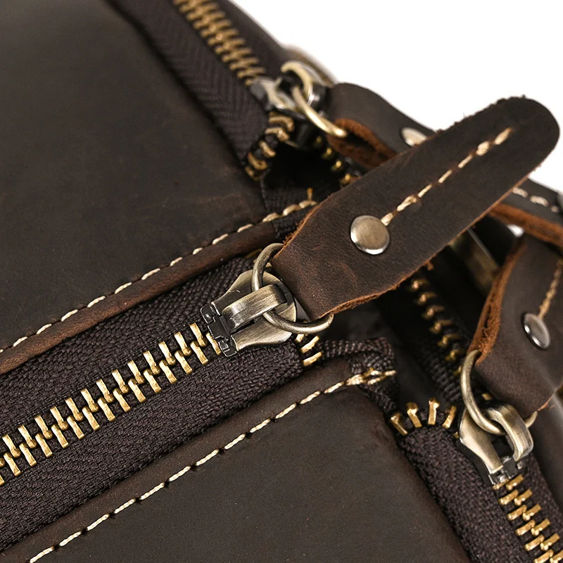 Leather Travel Bag With Shoe Compartment