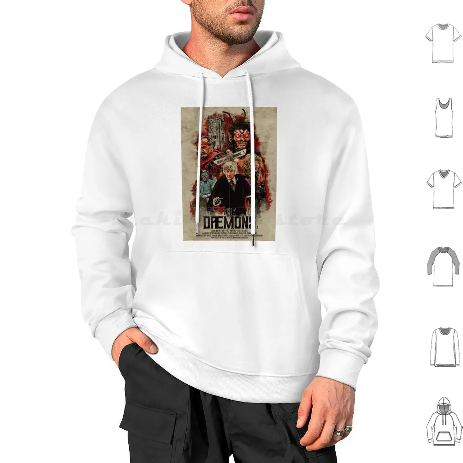 Le Felpe Con Cappuccio Daemon Manica Lunga Retro Film Horror Film Hammer Horror Who Jon Pertwee Katy Manning 3Rd Daemon Gargoyle