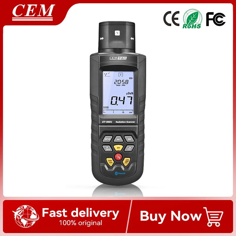CEM DT-9501 Radiation Detector Can Be Rotated and Easily Used for A, B,y ,x Ray Radiation Meter With Datalogger Function