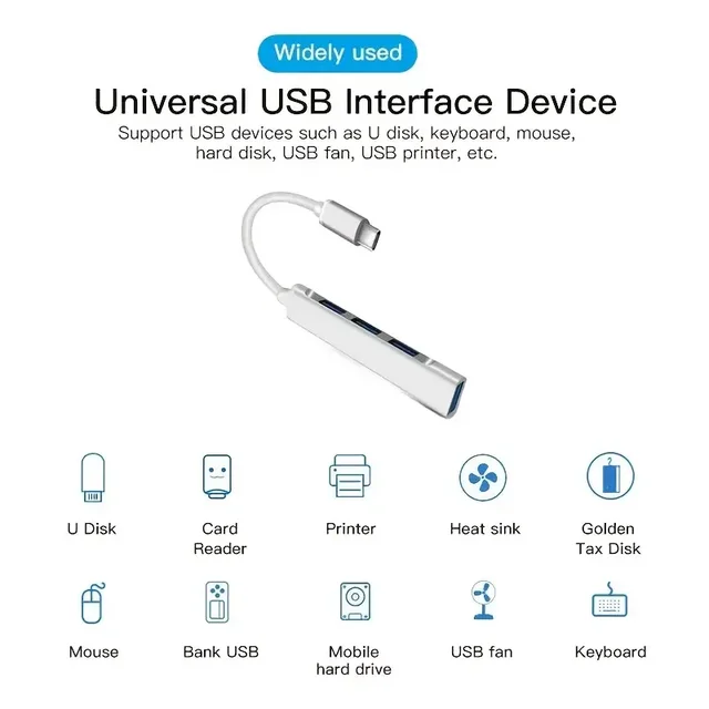 Hub USB 3,0 de 4 puertos, divisor tipo c de alta velocidad, 5gbps, para PC, accesorios de ordenador, multipuerto, 4 puertos USB 3,0 2,0 2