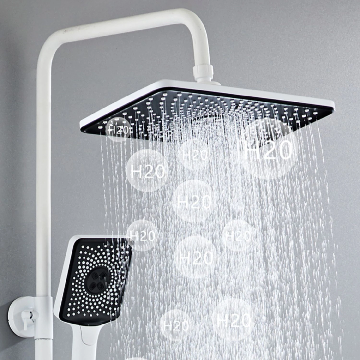 LCD surface-mounted shower mixer with a rain shower head F12C Chrome