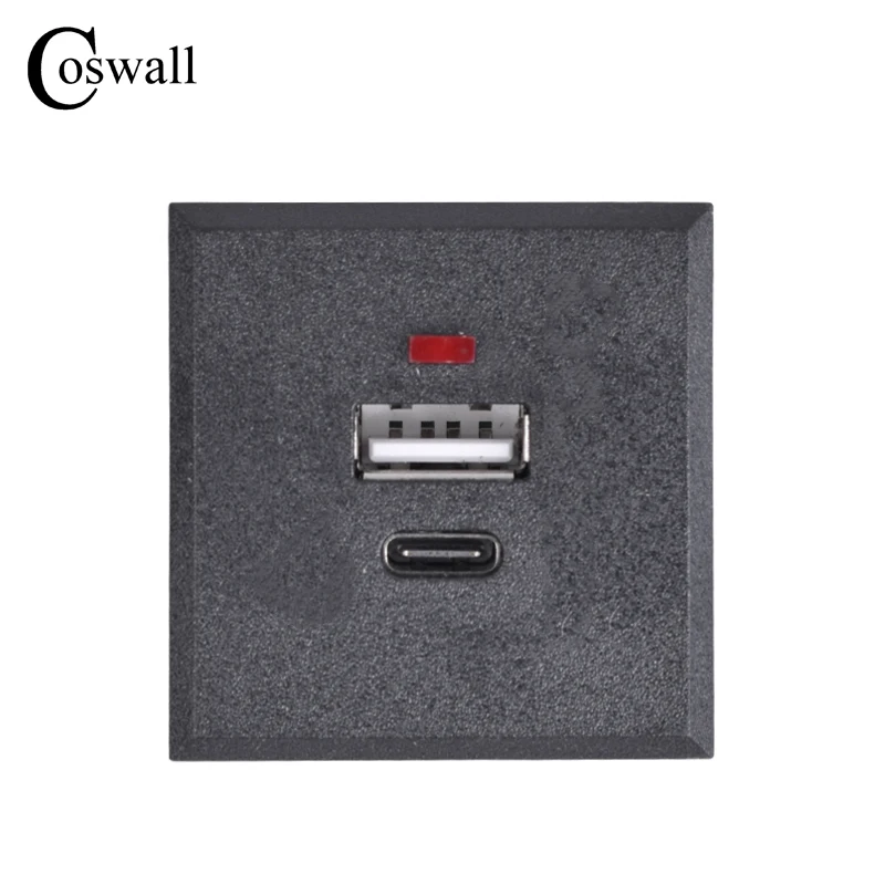 COSWALL Table Socket Module 5V 2.1A Maximum LED Indicator Quality Snap-in Embedded USB & Type C / Dual USB Charging Outlet electrical power socket electrical sockets