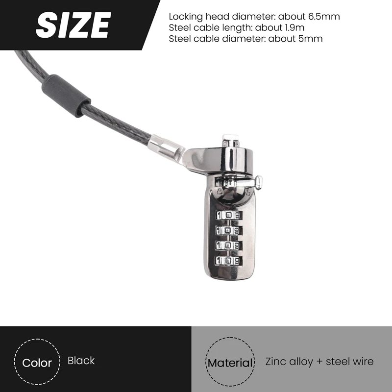 Hot Ltem Security Anti-Theft Combination Laptop Notebook Cable Lock 4 Digit Password Lock