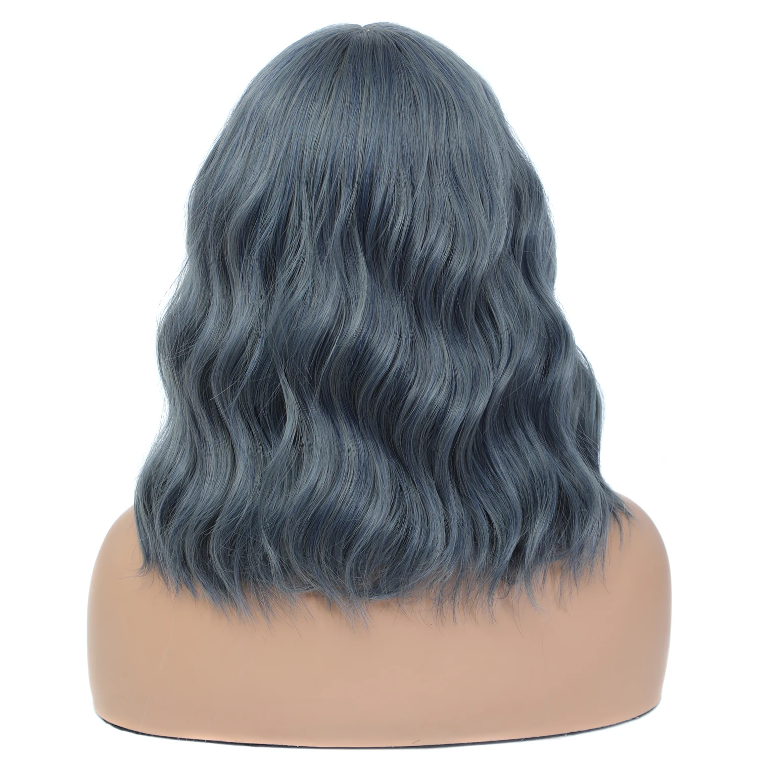 Aigemei Natural Water Wave Wigs with Bang Heat Resistant Fiber Synthetic Wigs For America Africa Women Cosplay