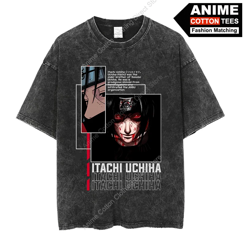 Uchiha Itachi T Shirt Japanese Anime Naruto Print T-shirt y2k Harajuku Unisex Hip Hop Streetwear Cotton Vintage Oversized Tees