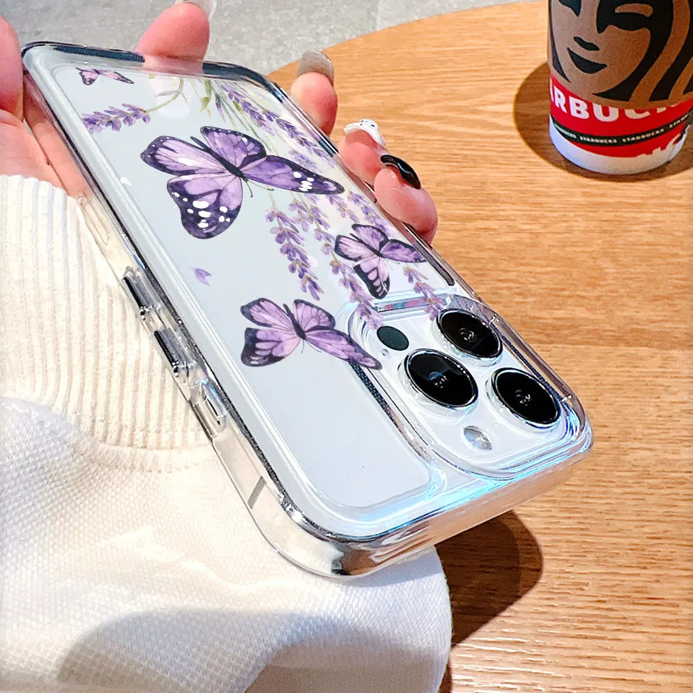 Purple Butterfly Lavender Phone Case - Elegant TPU Protective Cover