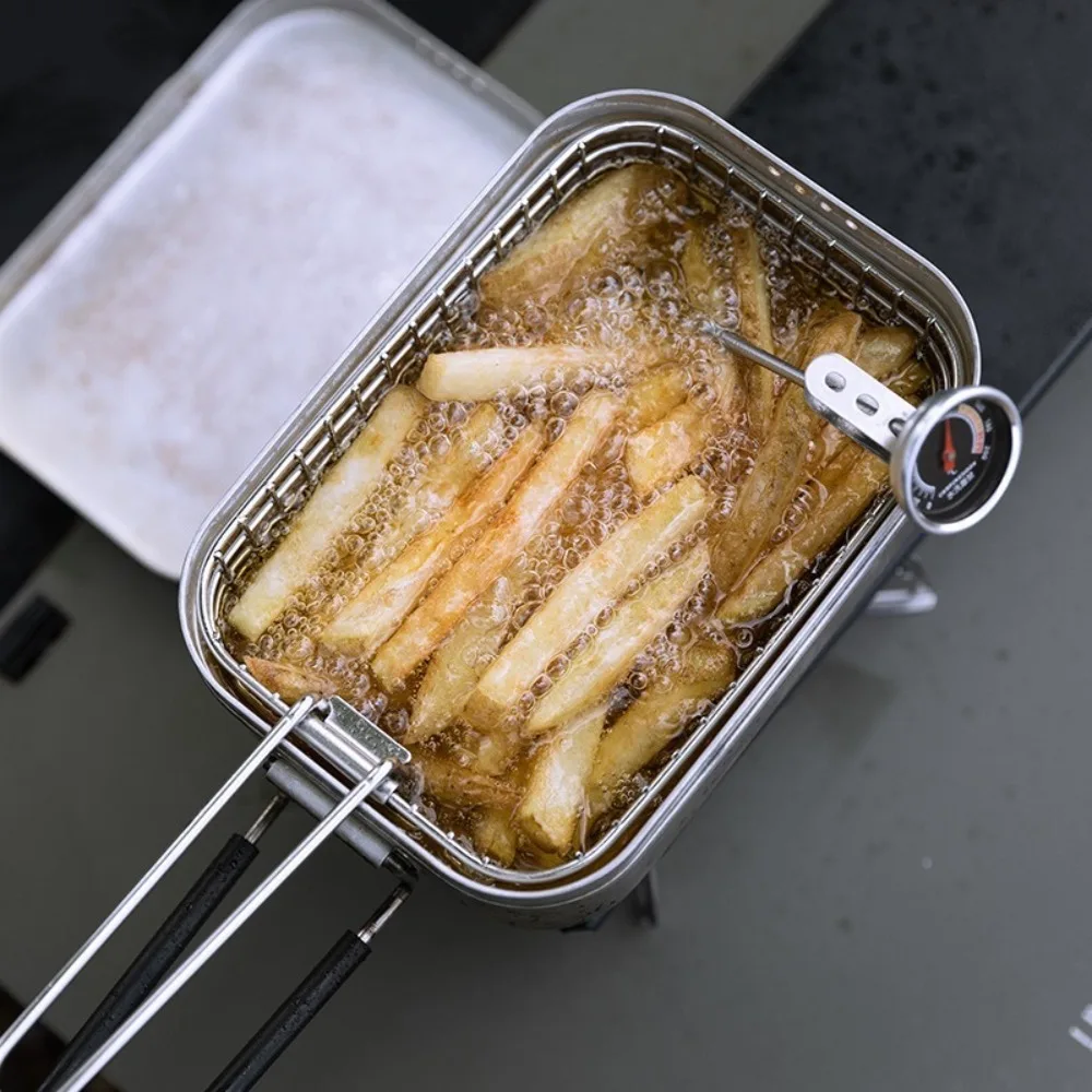 304 Stainless Steel Fried Net Basket Folding Portable Picnic Lunch Box Easy To Clean Multifunctional Frying Basket