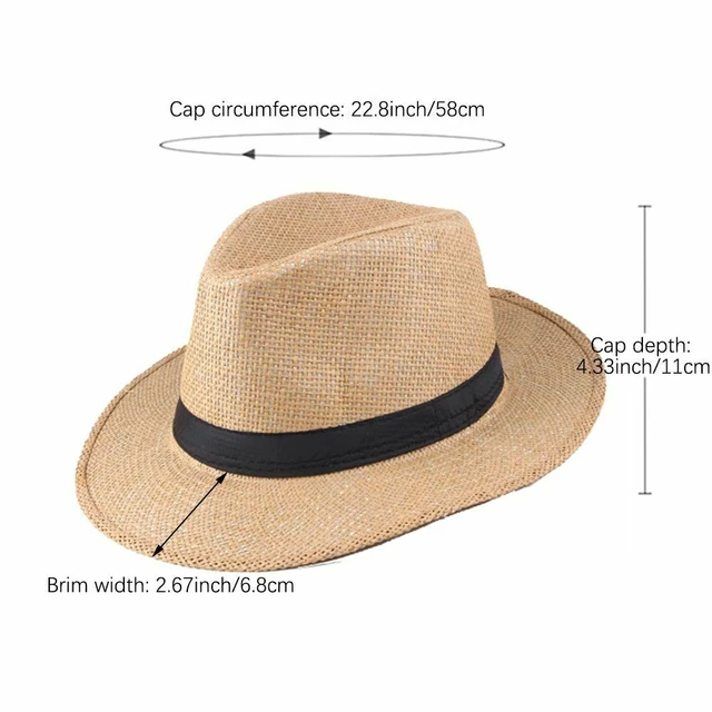 Summer Straw Fedora Sun Hat Men Panama Cowboy Cap Crushable Ladies