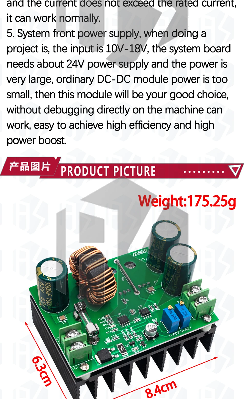 1 ~ 4pcs egbo 600w Boost-Modul Strom versorgung DC-DC Erhöhung der Konstant stroms pannung 12V-60V auf 12V-80V 48V 72V Booster-Wandler – Detail 7
