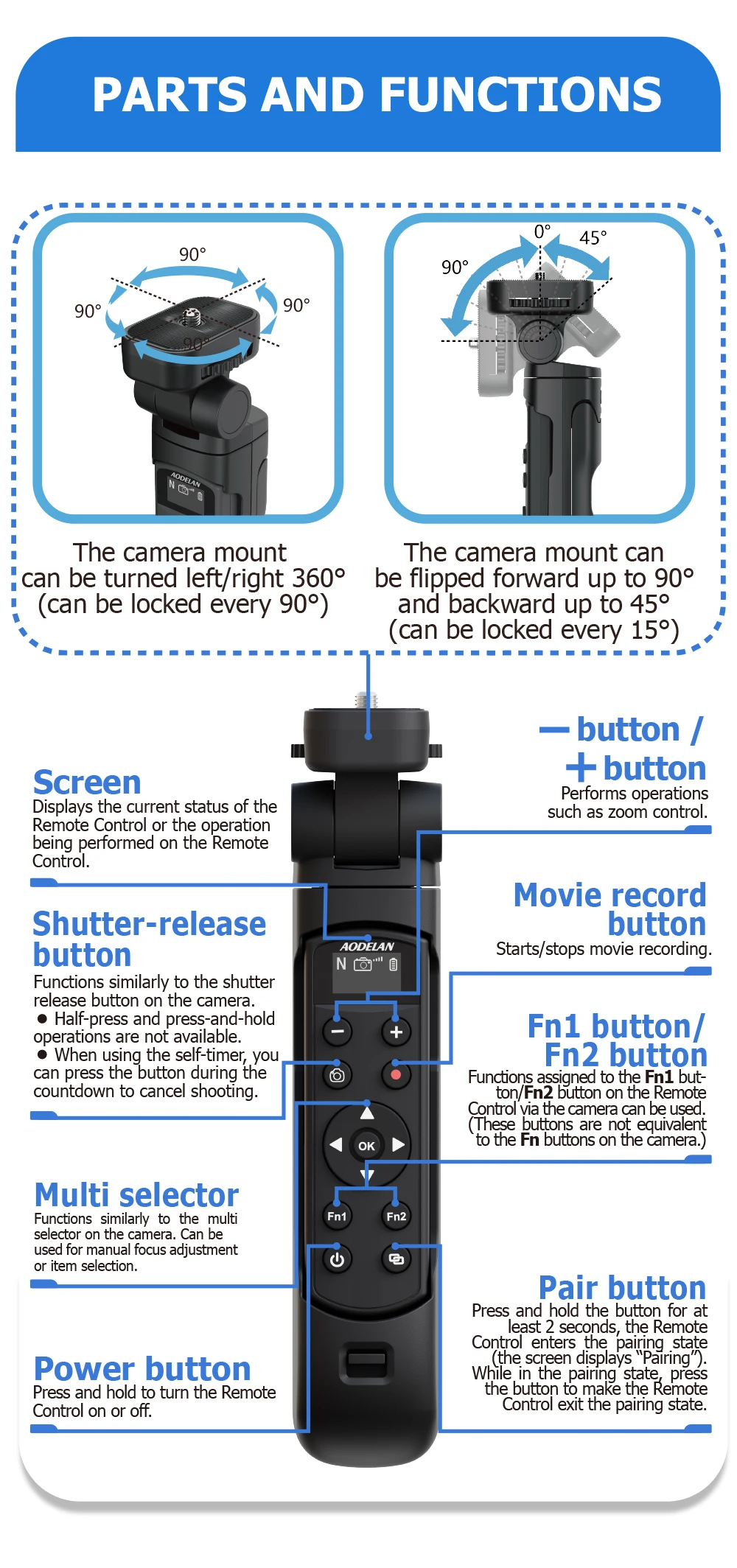 AODELAN ML-L7A Wireless Shutter Release for Z30, Z6 II, Z7 II, Z fc, P1000, P95