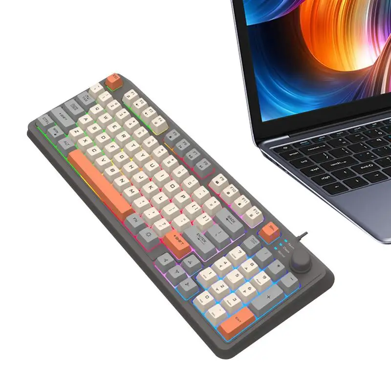 

Проводная Механическая клавиатура, светодиодная компьютерная игровая клавиатура, 94 клавиши, отдельные кнопки громкости, компактная цифровая клавиатура, клавиатура для ПК для дома