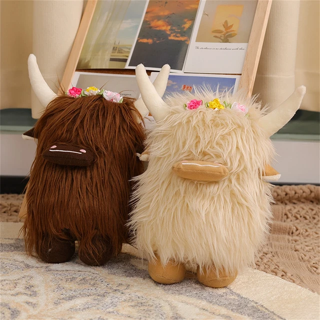 Highland Cow Stuffed Animals Fluffy Highland Cow Plush Toys Cow Gnome With  Flowers For Home Decoration Hot Sale - AliExpress