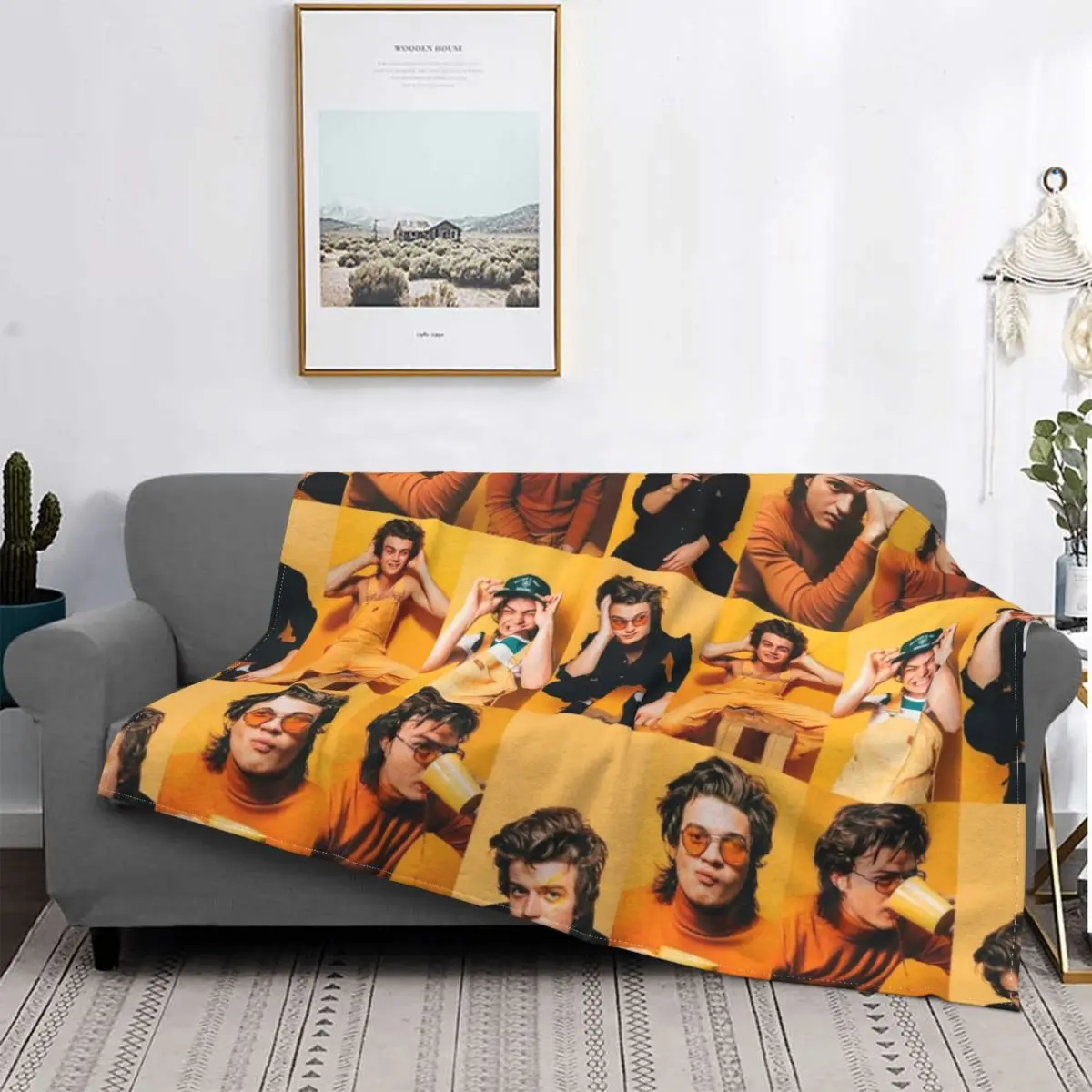 

Одеяло с коллажем Joe Keery, флисовое всесезонное многофункциональное легкое тонкое покрывало s для кровати, путешествий, покрывала