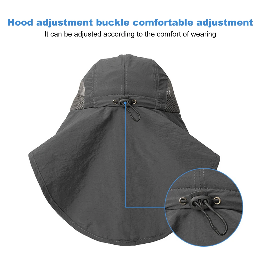Outdoor Fishing Hat Sun Protection Hat Foldable Mesh Fishing Hat with Neck Protection Safari Hiking Cap for Climbing Hiking