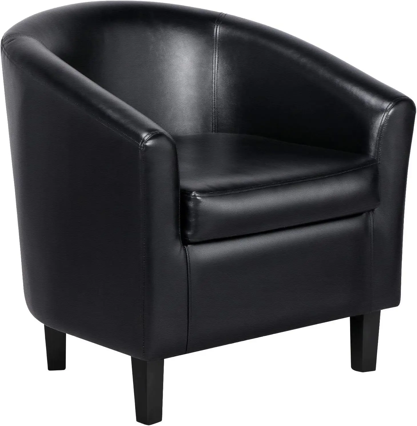 

Accent Chair, Faux Leather Barrel Chair Cozy Modern Armchair Club Chair with Soft Padded and Sturdy Legs for Living Room/Bedroom