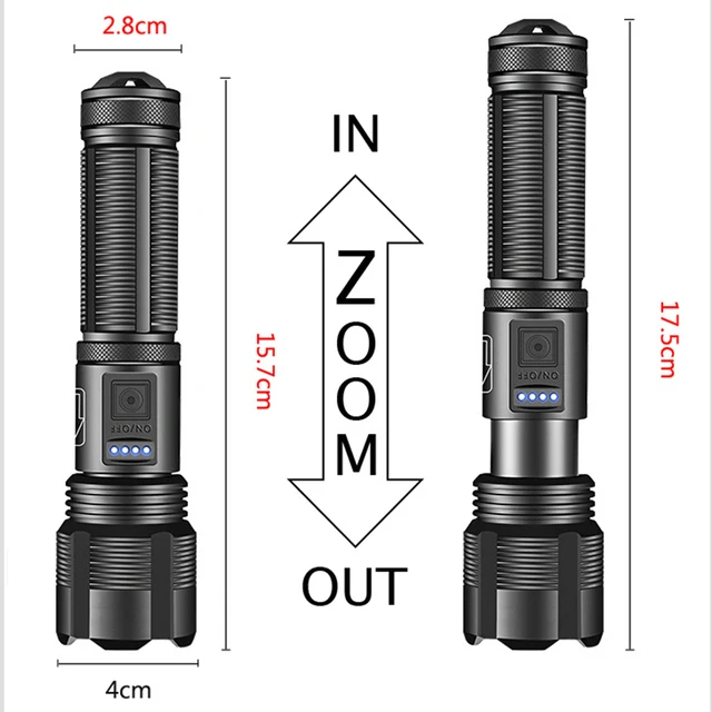 KDULIT Portable Zoom Led Flashlight High Power USB Rechargeable Tactical Flashlight XHP70.2 Hunting Camping Torch 5 Mode Lantern Electronics