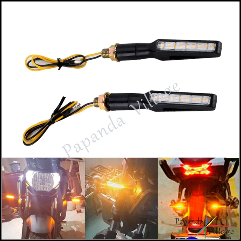 

Universal Motorcycle Turn Signal Indicator Amber LED Light Flowing Water Flash Lamp Blinker For Honda Kawasaki Yamaha Suzuki BMW