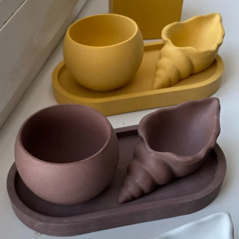 Conch Silicone Mold Potted Plant Jewelry Storage Box Concrete Gypsum Candle Cup Resin Home Decor flower silicone mould,silicone mold