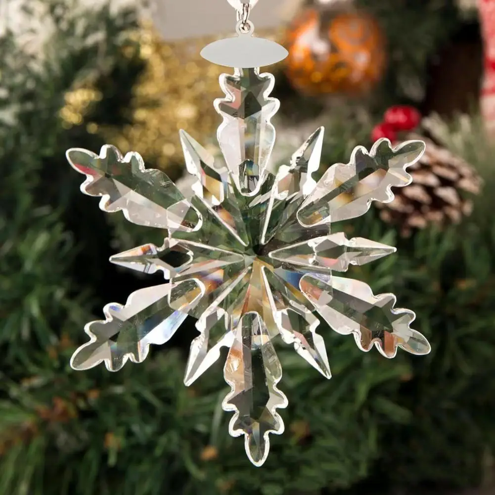 Shimmering Silver Finish Ornaments Christmas Ornaments 2024 Sparkling Crystal Snowflake Ornaments for Christmas Tree Women's