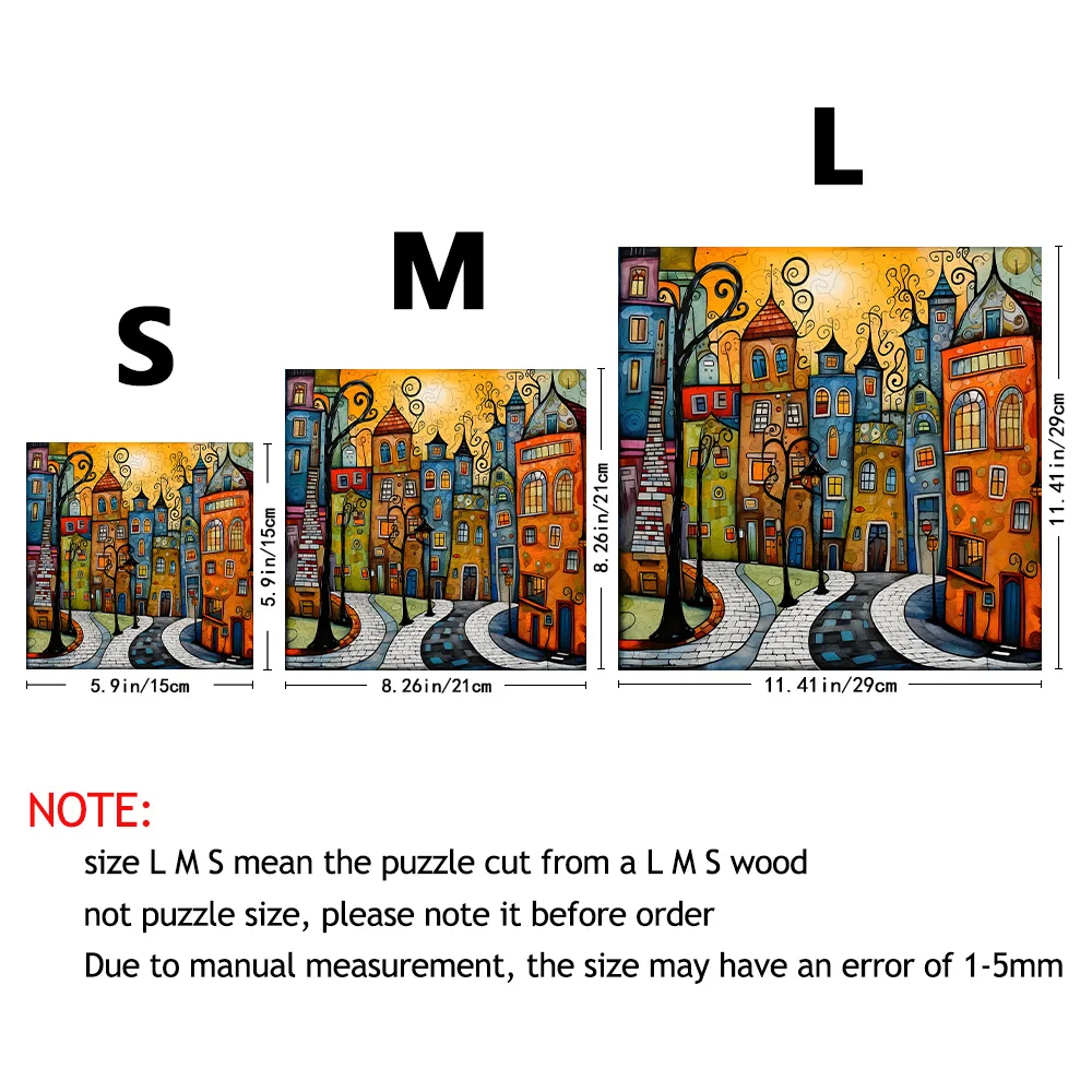 Unique Cartoon City Wooden Puzzle - Creative Irregular Shape Christmas, Birthday, and Holiday Perfect Gift  Suitable for Friends 5