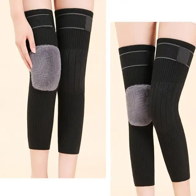 2PCS Cashmere Wool Knee Pads Support Brace Winter Warm Thermal Knee Warmers Sleeve for Arthritis Pain Relief Ski Cycling Running 6