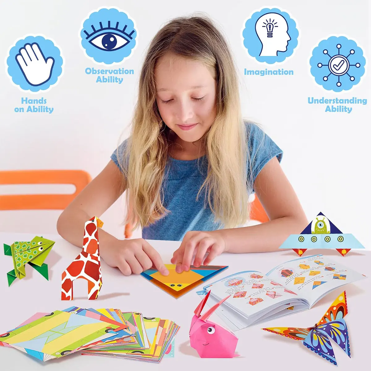 Origami Paper Set 96-208Pcs Craft Paper Kit with Instructional Book Art Projects Supplies for School Class Craft Lessons Gifts - 6