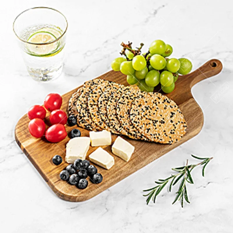1pc Long Handle Acacia Wood Cutting Board Kitchen Solid Wood Cutting Board Cake Dessert Tray Food Boards Kitchen Supplies cutting board