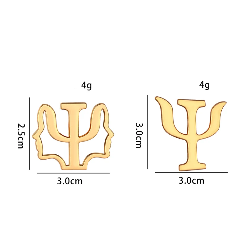Broche Psychologie Psi Grec Vintage - 2 Pièces émail - Accessoire Mode Pour Vêtements, Sac, Cadeau Original
