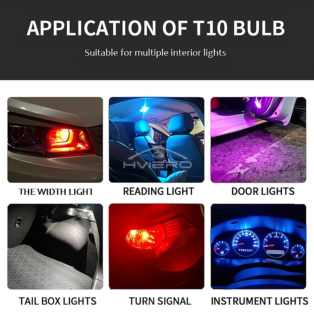 10Pcs 유리 Cob LED 자동차 전구 W5W 194 T10 웨지 번호판 램프 돔 라이트 화이트 자동 인테리어 독서 실행 주차 백업