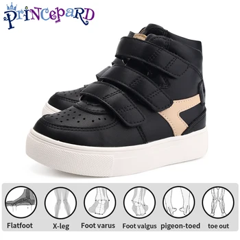 Kids Orthopedic Shoes for Boys and Girls with Arch Support Flat Feet, Black and Pink Leisure Walking Correcting Casual Sneakers