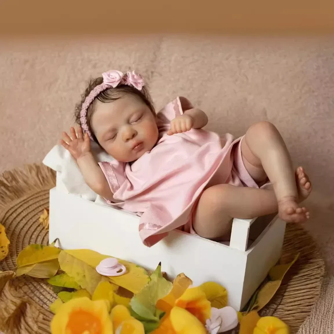 

NPK 10inch Miniature Preemie Baby Doll Luna Lifelike Soft Body Real Touch Art Made 3D Skin Lifelike Baby Collectible Doll