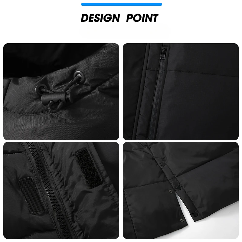New Down Jacket Men's and Women's Knee Length Black Hooded Coat Brand Clothing Casual Outdoor Warm Goose Down Lining Jacket