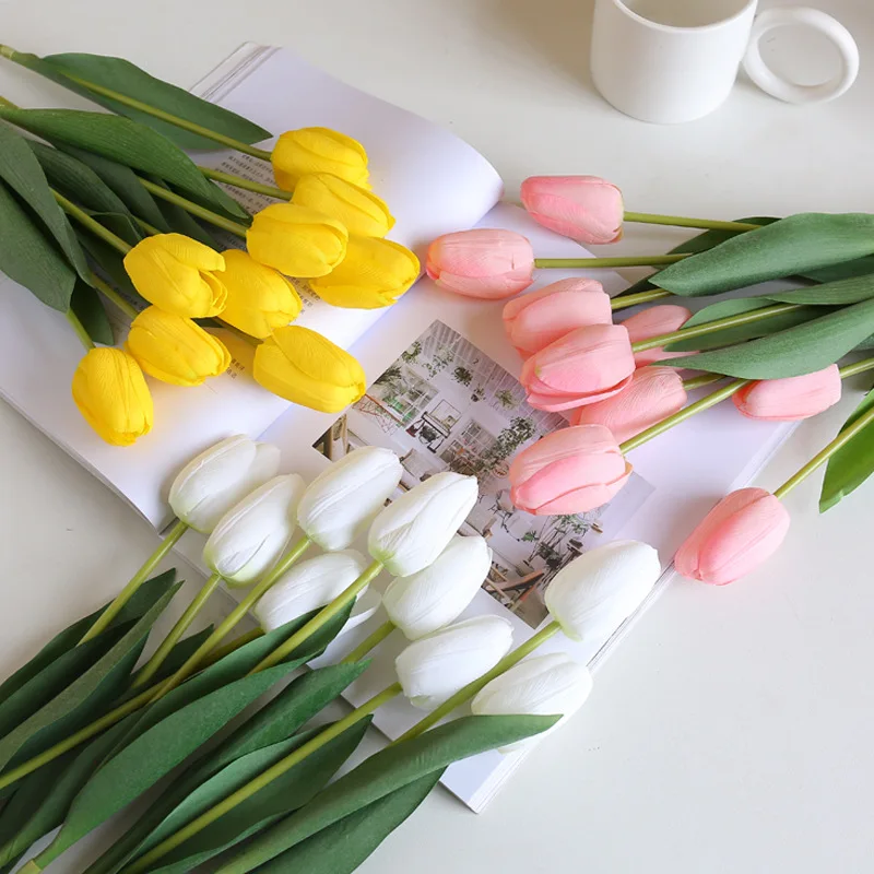 

3/6/9Pcs Tulip Flower Artificial Tulip Bouquet Pu Fake Flower for Wedding Ceremony Decor Home Garden Bouquet Decor 47.5 Cm