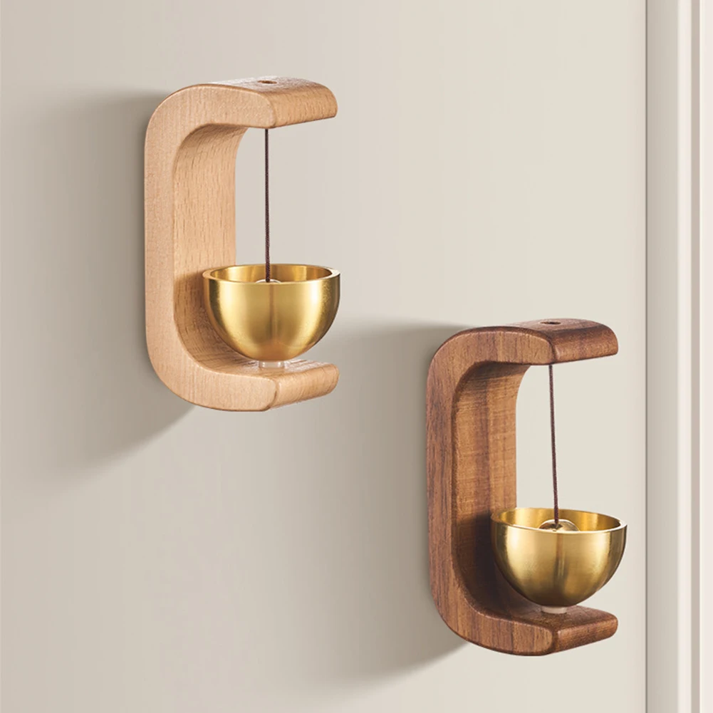 Dopamine Wind Chime C-Shaped Solid Wood Wind Chime Wireless Magnetic Suction Wooden Doorbell for Home and Office Car Decoration 3