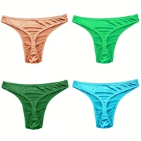 Sous-vêtements Sexy pour hommes, Lingerie Gay, string Sissy, respirant, dos en T, taille basse, Satin soyeux, solide, SMLXL2XL3XL 3