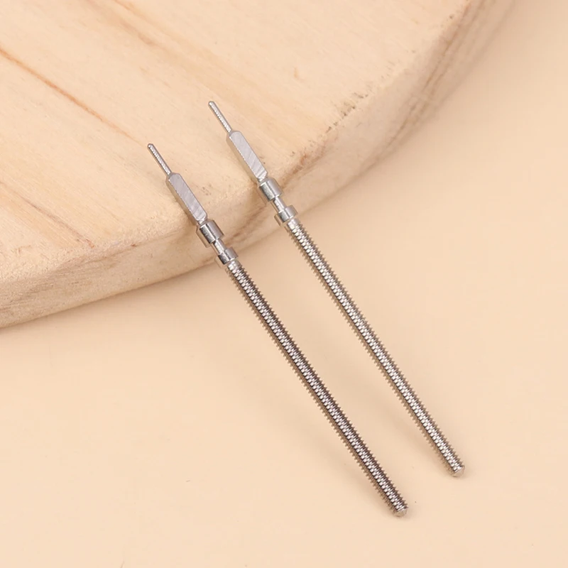 Silver Steel Crown & Stem Set - Watch Accessory Parts (2 Pieces, 2.8cm)